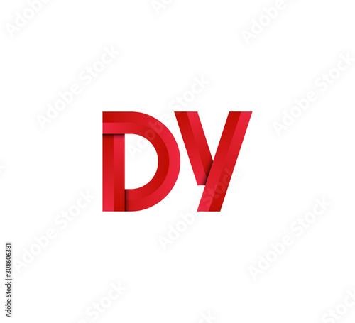 Initial two letter red 3D logo vector DY
