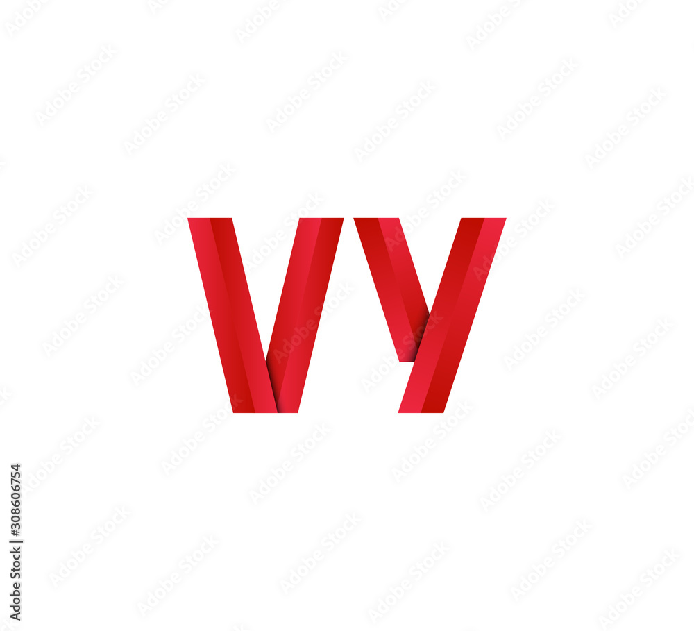 Fototapeta premium Initial two letter red 3D logo vector VY