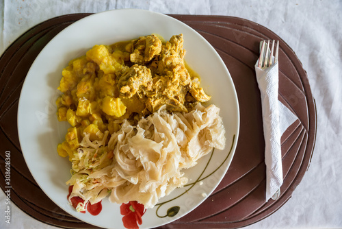 Traditional Trinidad and Tobago roti on a plate