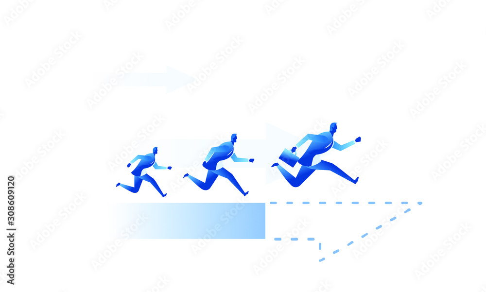 The leader runs to reach dreams and opportunities. Business work concept illustration about hard work and pressure