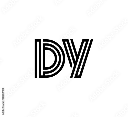 Initial two letter black line shape logo vector DY