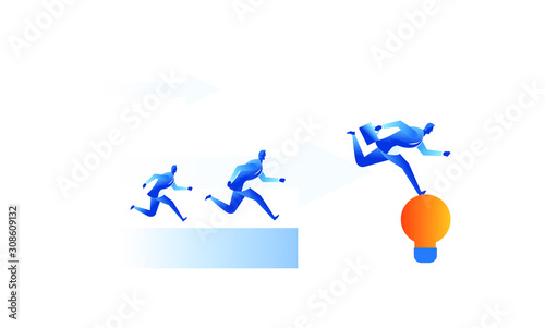 The leader runs to reach dreams and opportunities. Business work concept illustration about hard work and pressure