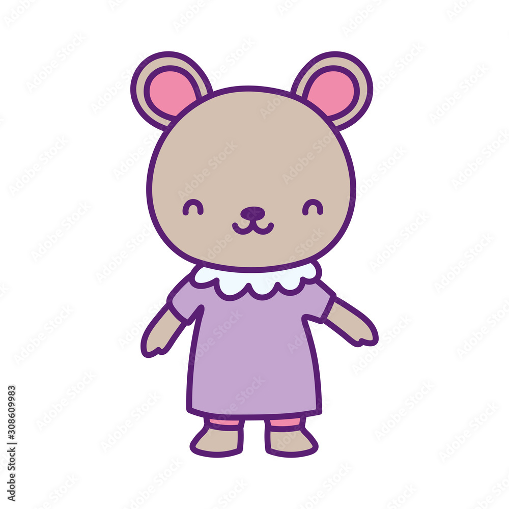 cute female bear with dress cartoon character cute female bear with dress cartoon character