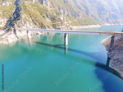 Montenegro, Pluzine, Lake of Piva. View of the gorge and the bridge. Drone shooting photo