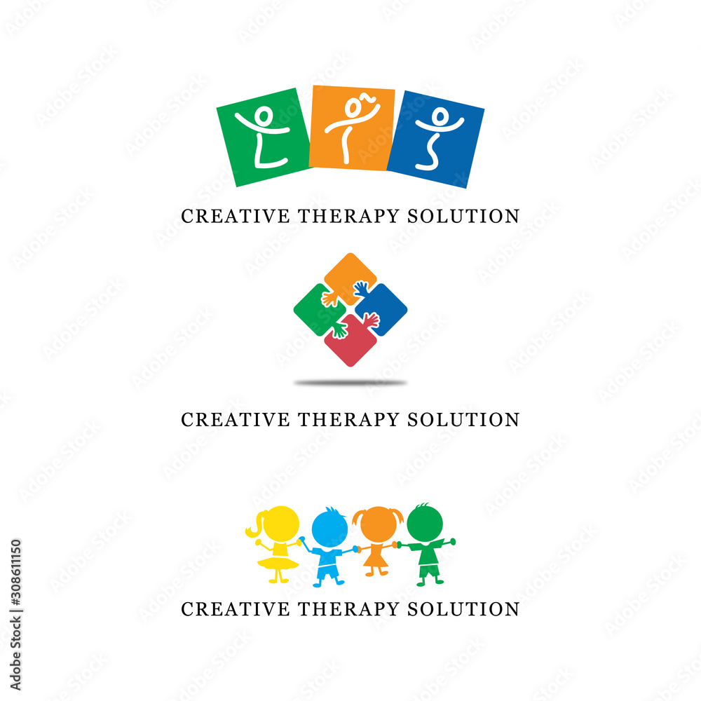 Fototapeta premium creative therapy solution logo bundle, child care logo pack