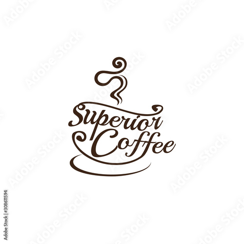 Superior Coffee shop logo template  line art logo company