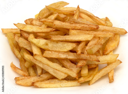The french fries is ready to be eaten. Golden french fries cooked in oil. Tasty but not healthy.