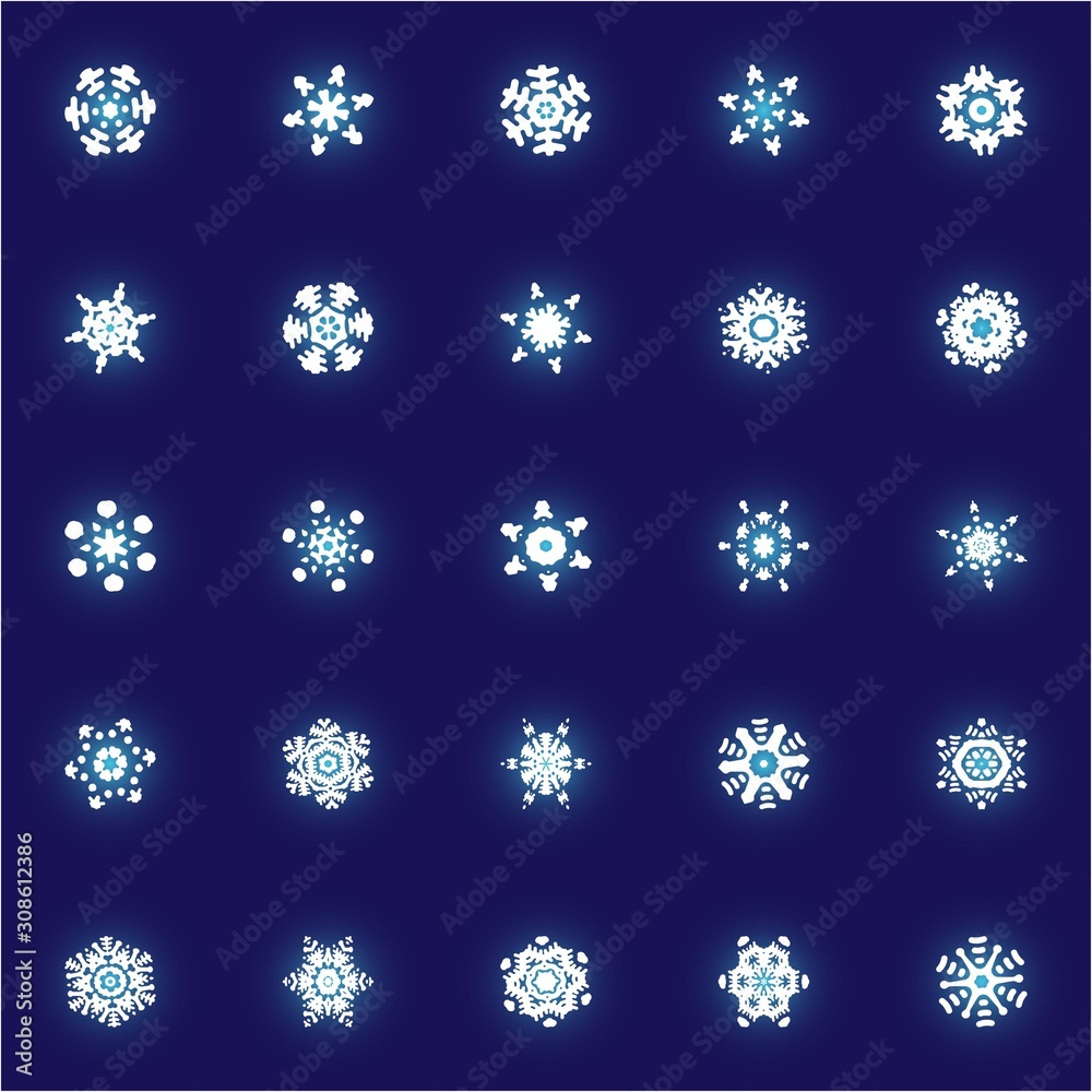 Collection of simple snowflakes on blue background. Collection of simple snowflakes on blue background.