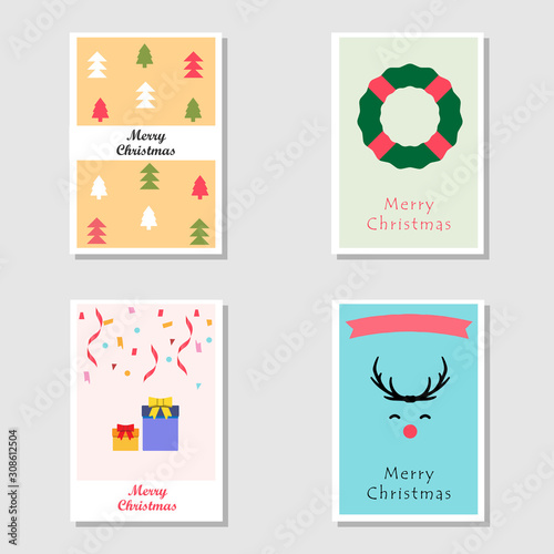 Wallpaper Mural Cartoon Christmas invitation card in flat colorful color Torontodigital.ca