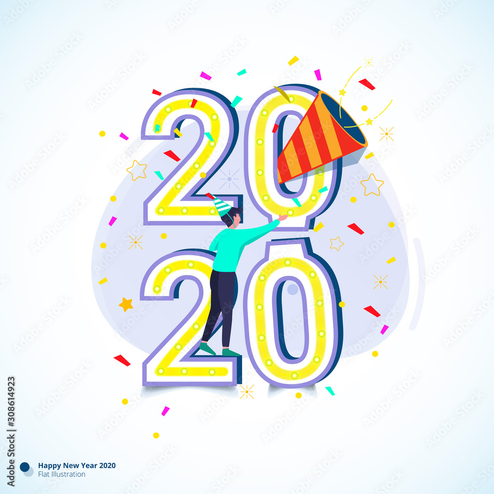 Fototapeta premium New year 2020 greeting post