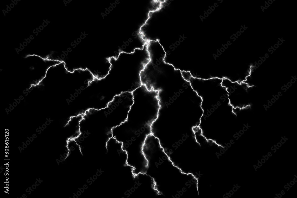 Different lightning bolts isolating on black Different lightning bolts isolating on black