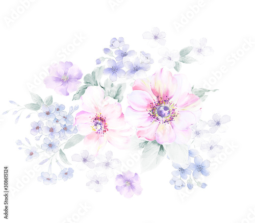 Computer drawn beautiful flowers illustration © long