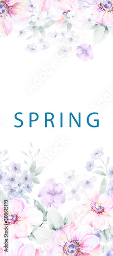 Computer drawn beautiful flowers illustration