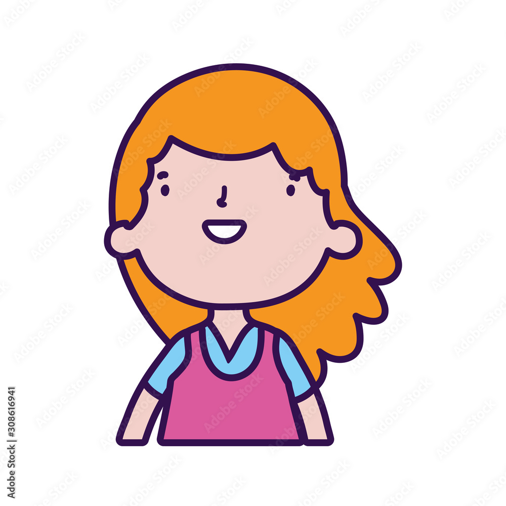 cute little girl happy cartoon character portrait
