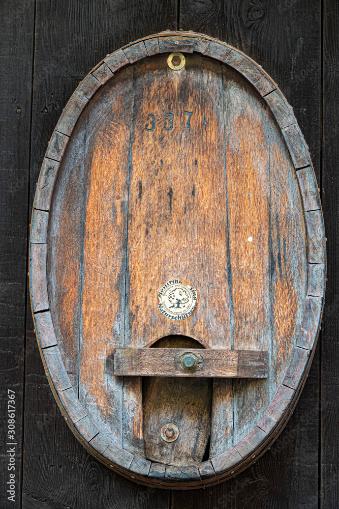 Fototapeta premium Old, wooden, oval shaped surface