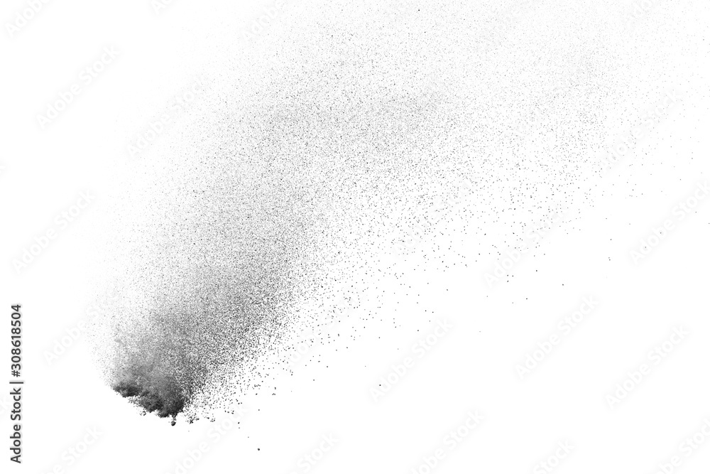 Freeze motion of white color powder exploding on dark background. Freeze motion of white color powder exploding on dark background.