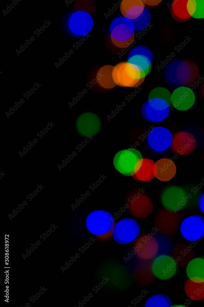 Christmas lights on black background, abstract for text, advert Christmas lights on black background, abstract for text, advert