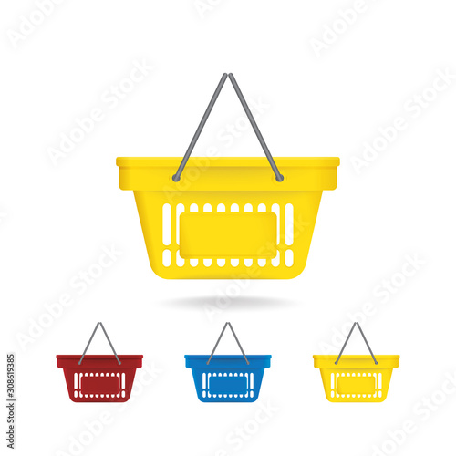 Empty colorful shopping baskets