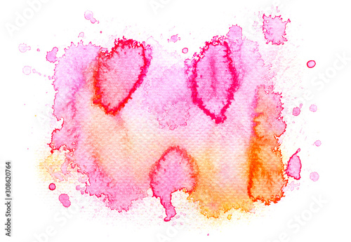 splash of paint watercolor on paper.