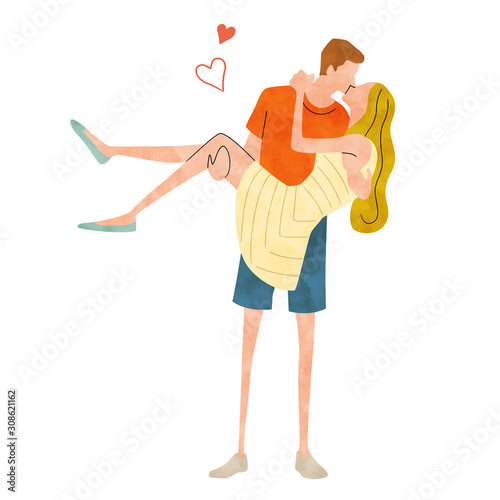 Illustration material: couple, love, kiss, lifestyle