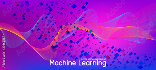 Flying Particles Distressed Purple Vector. Pink Blue Purple Futuristic 