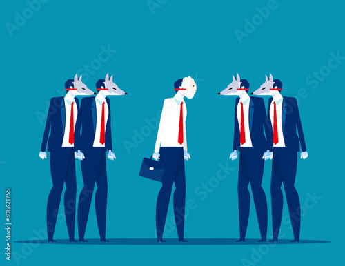 The danger of the business world. Concept new business vector illustration, The World corporate