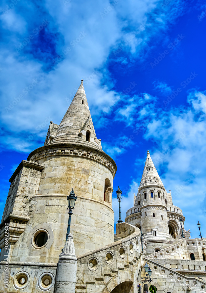 Fisherman's Bastion, located in the Buda Castle complex, in Budapest, Hungary. Fisherman's Bastion, located in the Buda Castle complex, in Budapest, Hungary.