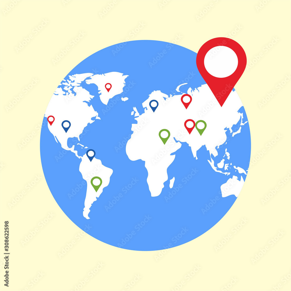 Earth globes isolated on white background. Flat planet Earth icon. Vector illustration. Earth globes isolated on white background. Flat planet Earth icon. Vector illustration.