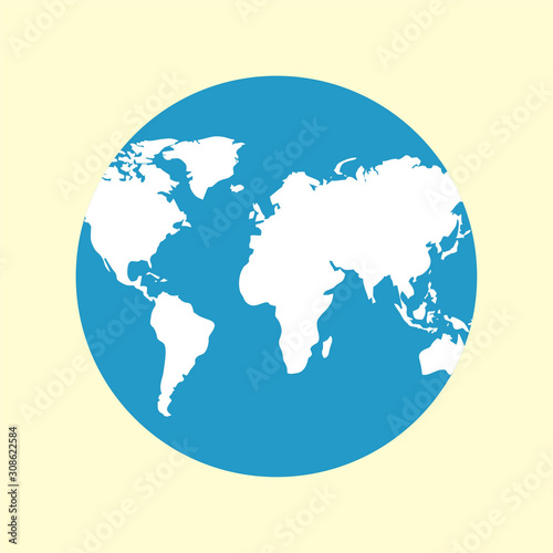 Earth globes isolated on white background. Flat planet Earth icon. Vector illustration.