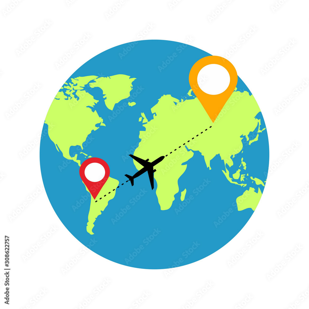 Earth globes isolated on white background. Flat planet Earth icon. Vector illustration.