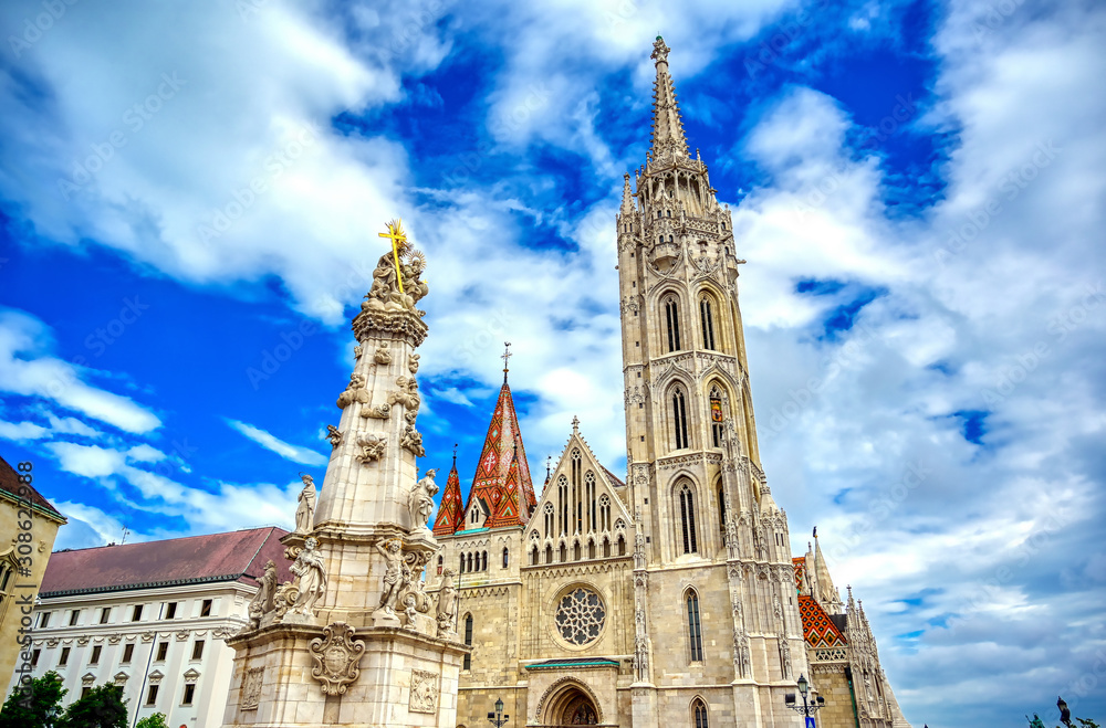 The Church of the Assumption of the Buda Castle, more commonly known as the Matthias Church, located in Budapest, Hungary.