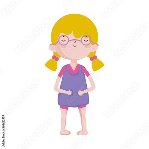 cute little girl happy cartoon character