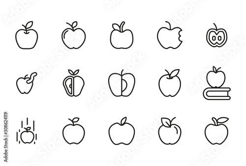 Stroke line icons set of apple.
