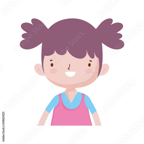 cute little girl happy cartoon character portrait