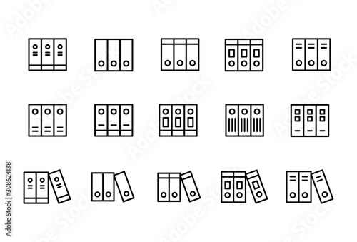 Stroke line icons set of archive.