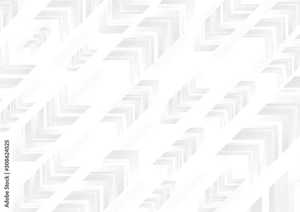 Grey and white tech arrows abstract modern background. Concept geometric vector design