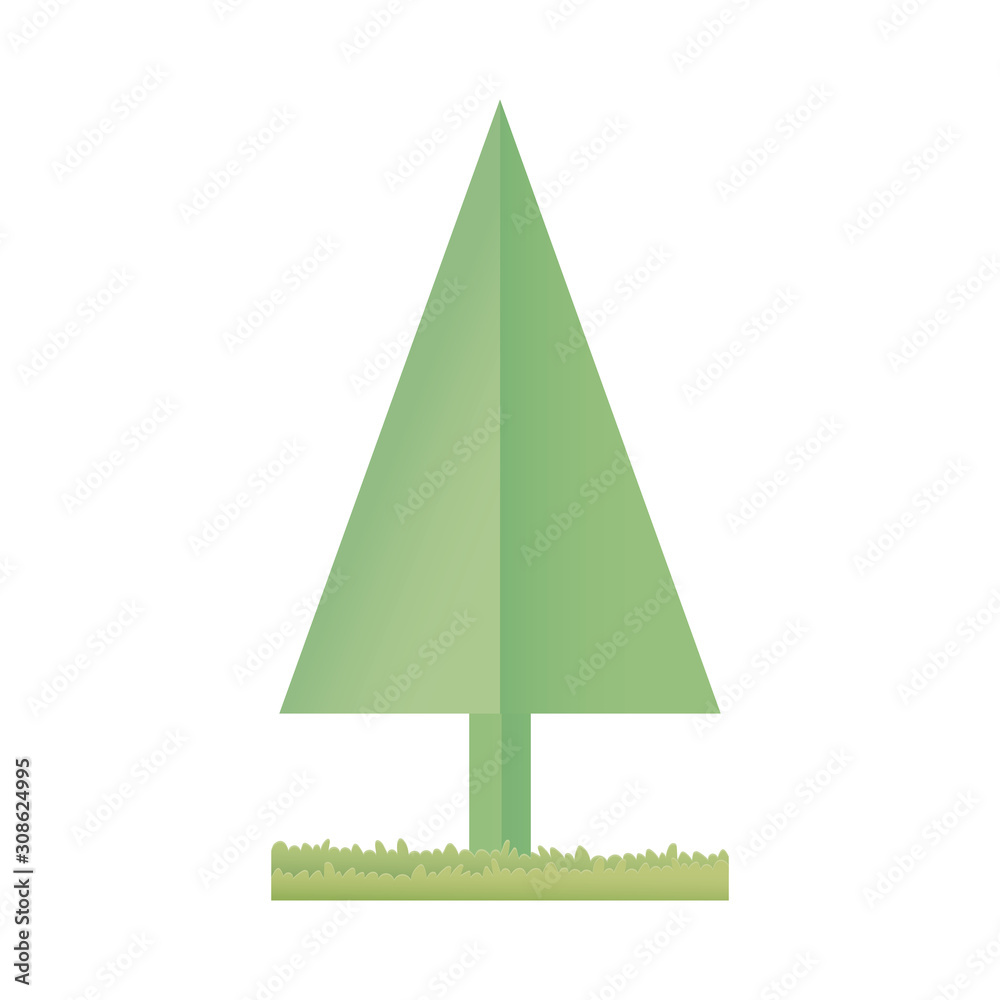 origami paper pine tree grass foliage botanical icon origami paper pine tree grass foliage botanical icon