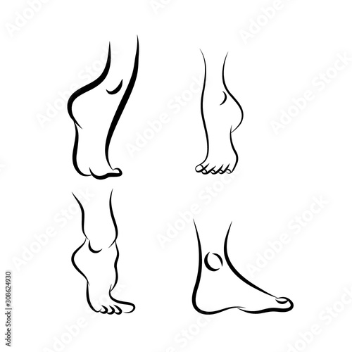 Foot Print Icons Set - Isolated On White Background - Vector Illustration, Graphic Design Editable For Your Design