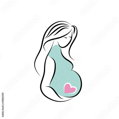 Simple Illustration of Pregnant Woman Vector Illustration