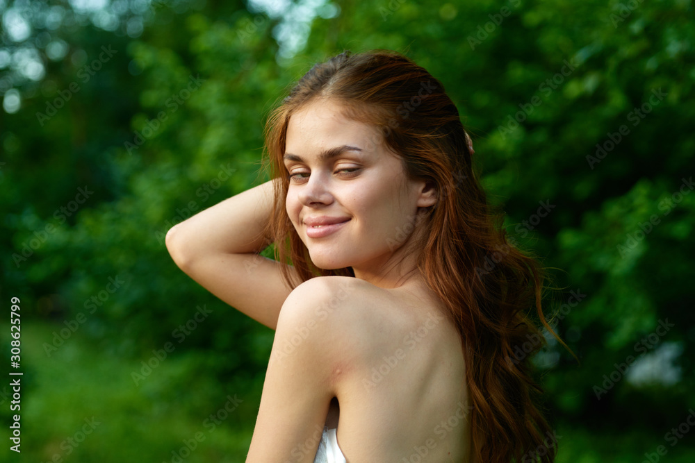 beautiful woman green leaves luxury of nature beautiful woman green leaves luxury of nature