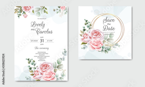 Hand Drawn Floral Wedding Invitation Card © mariadeta