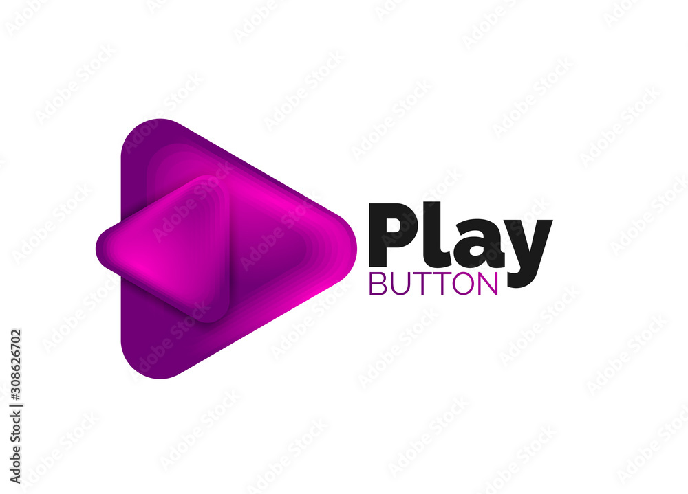 Play, arrow or download button icon, minimal design business logo template. 3d geometric bold in relief style with color blend steps effect. Vector Illustration For Wallpaper, Banner, Background, Card