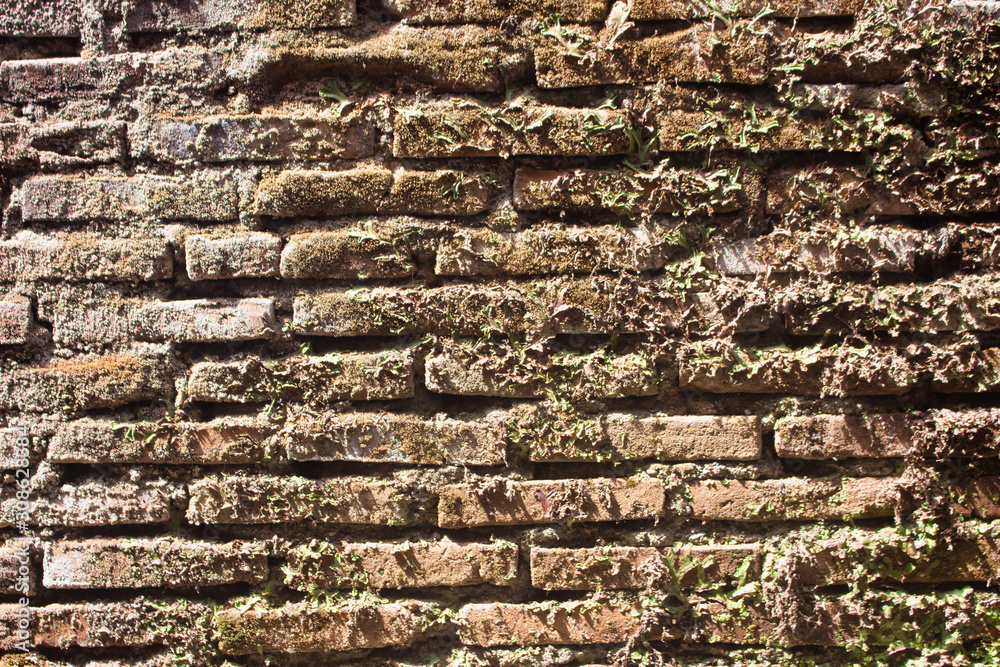 Brick walls that are neatly arranged and repetitive,red color, wide panorama of masonry Brick walls that are neatly arranged and repetitive,red color, wide panorama of masonry