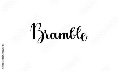 Lettering Bramble isolated on white background for print, design, bar, menu, offers, restaurant. Modern hand drawn lettering label for alcohol cocktail Bramble. Handwritten inscriptions coctktail for