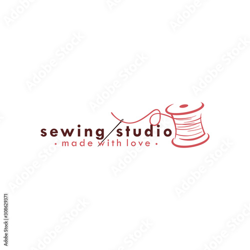 Tailor Sewing Vintage Logo, Needle and Yarn, Fashion Retro Simple Logo, Sign, Icon Template Vector Design