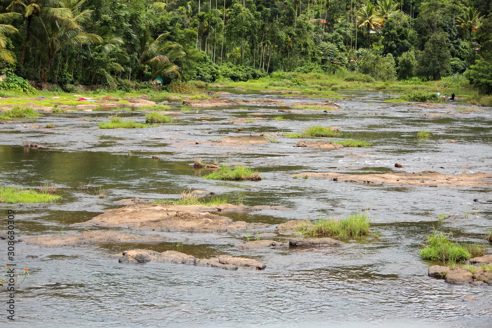Beautiful view of the Pamba river in Kerala, India