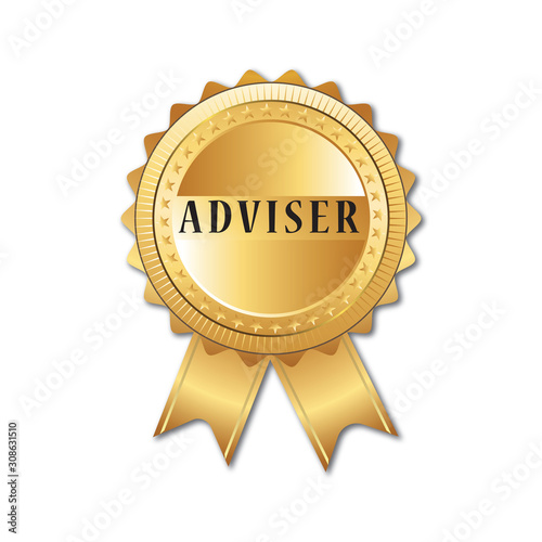 Adviser gold stamp on white background