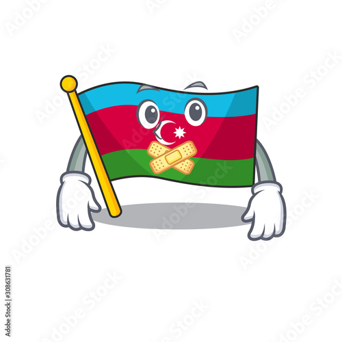 Flag azerbaijan mascot cartoon character style making silent gesture