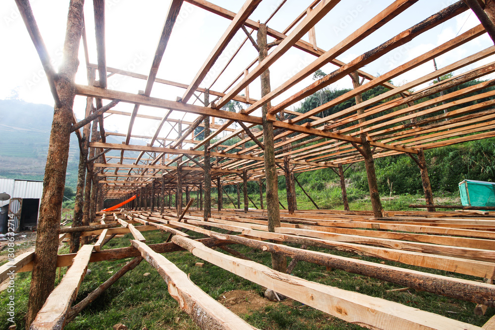 skeleton of a building made of wood