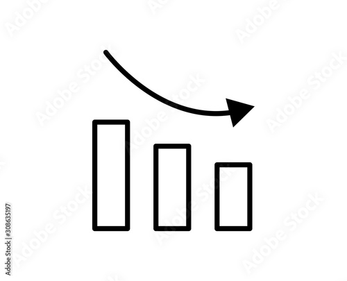Down graph line icon